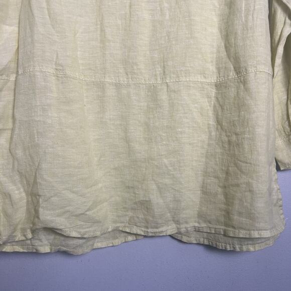 NWT Tahari Women's Linen Button Up Tunic Roll Tab Lime Green Sz M Vacation Beach - Picture 14 of 16